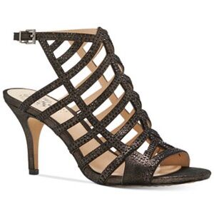 Vince Camuto's Patinka bronze dress sandals RHINESTONE heels Strappy SZ 8.5 EUC